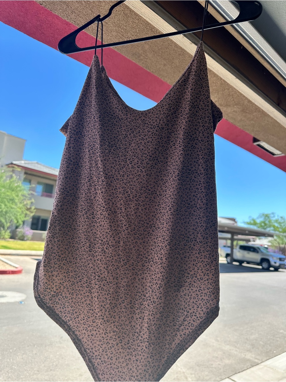 Leopard Print Slip Bodysuit in Brown